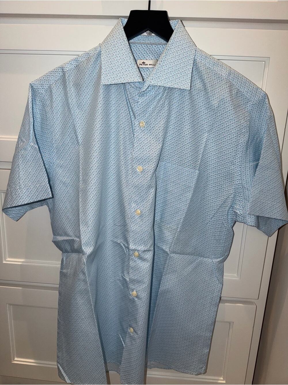 Peter Millar Short Sleeve 100% Cotton Button Up Button Down Shirt Large